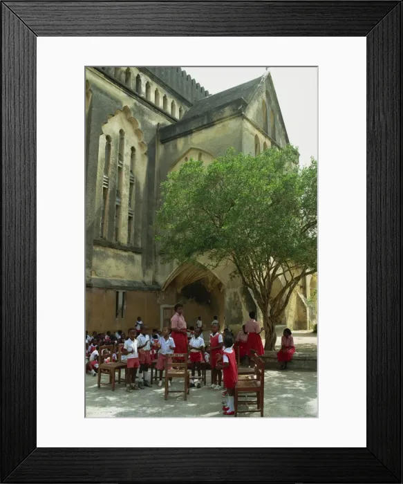 Framed Print : Open air class, Church of Christ, Zanzibar, Tanzania, East Africa, Africa