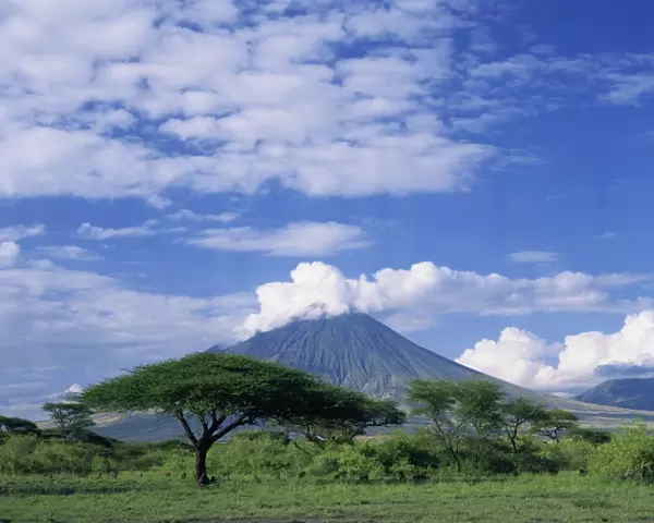 The volcano Ol Doinyo Lengai, the Masais Holy Mountain, Tanzania, East Africa