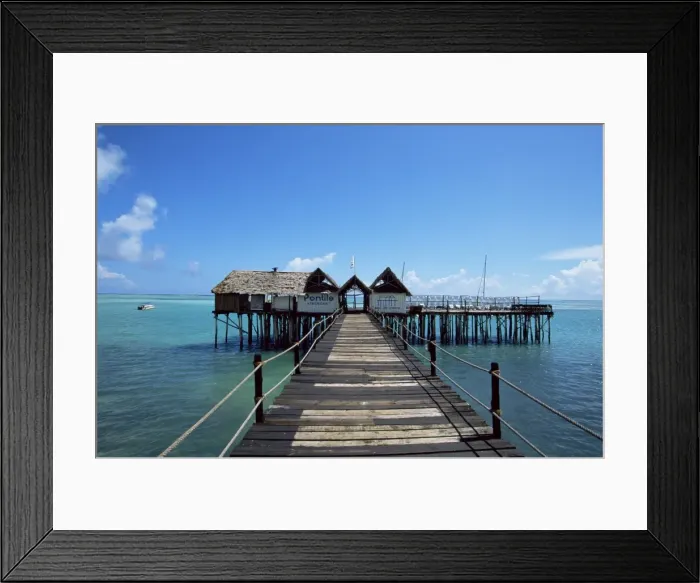 Framed Print : Bridge leading to a bar on the water, Kiwengwa beach, Zanzibar, Tanzania Framed Print : Bridge leading to a bar on the water, Kiwengwa beach, Zanzibar, Tanzania