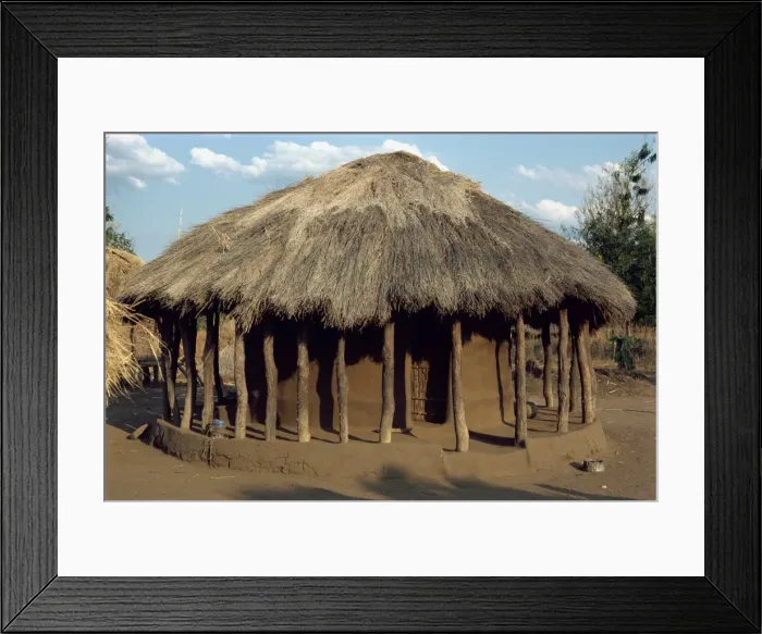 Framed Print : Typical house in village, Zambia, Africa Framed Print : Typical house in village, Zambia, Africa
