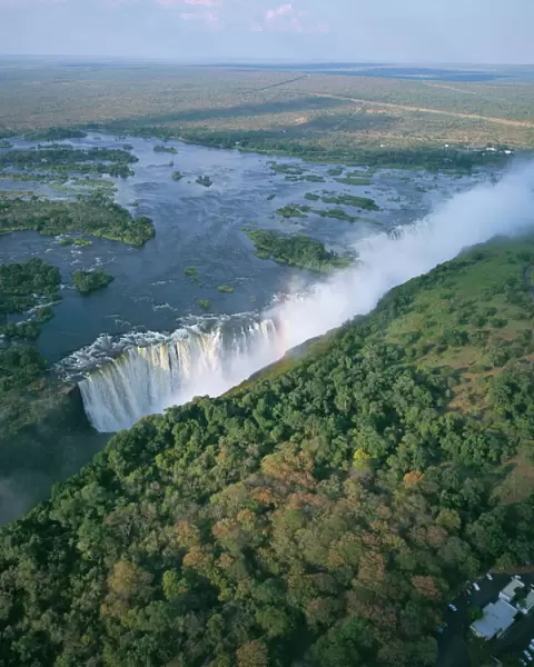 Aerial view of the Victoria Falls, UNESCO World Heritage Site, Zimbabwe, Africa