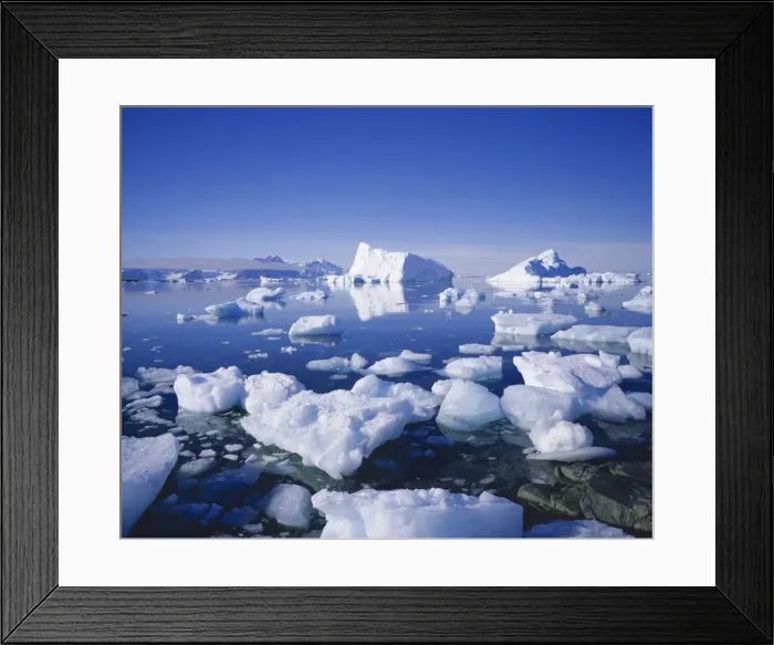 Framed Print : Icebergs and brash ice, Antarctica, Polar Regions Framed Print : Icebergs and brash ice, Antarctica, Polar Regions
