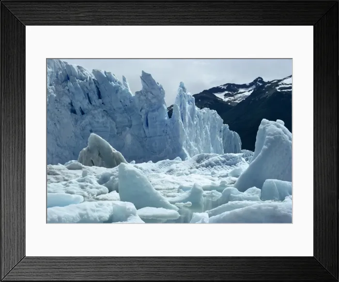 Framed Print : Loose ice from icebergs of the Perito Moreno Glacier in Argentina, South America Framed Print : Loose ice from icebergs of the Perito Moreno Glacier in Argentina, South America