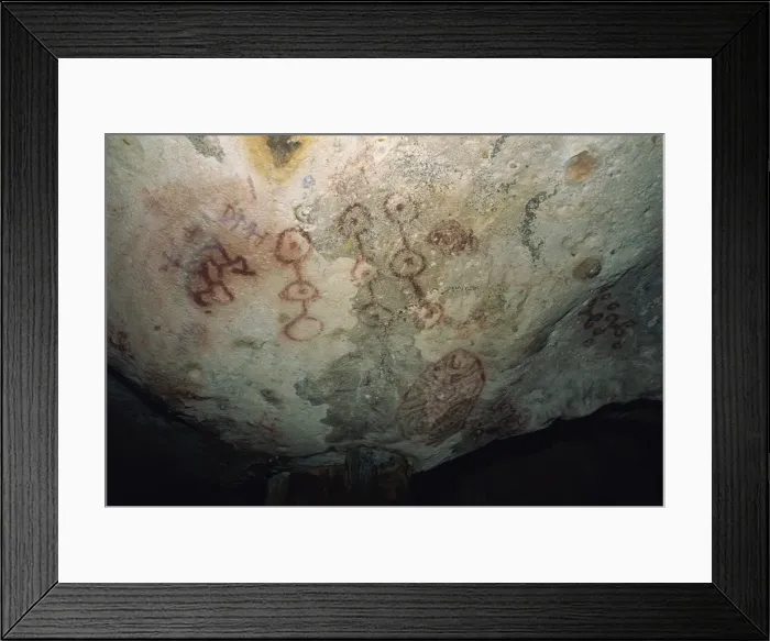 Framed Print : Indian rock paintings, Fontein Caves, Arikok National Park, Aruba, West Indies Framed Print : Indian rock paintings, Fontein Caves, Arikok National Park, Aruba, West Indies