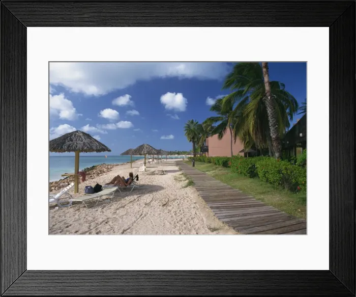 Framed Print : Tourists on beach at the Tamarijn Beach Resort, Aruba, West Indies, Caribbean Framed Print : Tourists on beach at the Tamarijn Beach Resort, Aruba, West Indies, Caribbean
