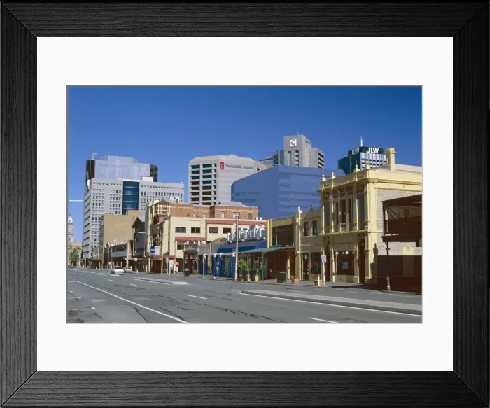 Framed Print : Looking west along Flinders Street in city centre, Adelaide, South Australia Framed Print : Looking west along Flinders Street in city centre, Adelaide, South Australia