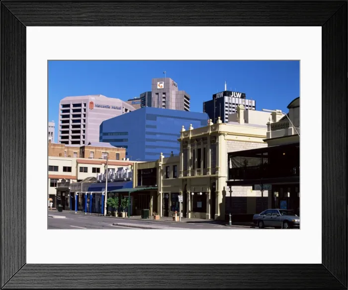Framed Print : View went along Flinders Street in city centre, Adelaide, South Australia Framed Print : View went along Flinders Street in city centre, Adelaide, South Australia