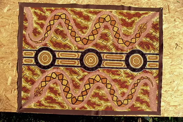 A dream painting with snakes of the Walpiri Tribe, Australia, Pacific