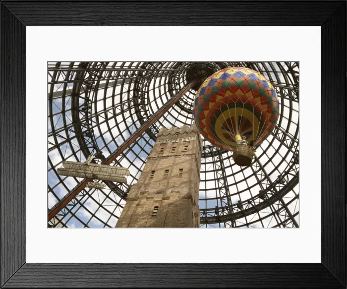 Framed Print : Melbourne Central Complex incorporates restored Shot Tower beneath glass cone Framed Print : Melbourne Central Complex incorporates restored Shot Tower beneath glass cone