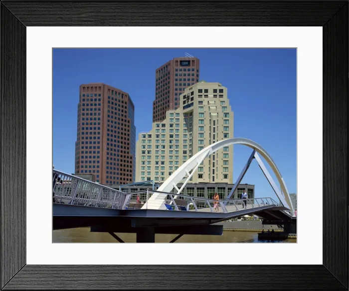 Framed Print : Footbridge and office blocks in the South Bank area of Melbourne, Victoria Framed Print : Footbridge and office blocks in the South Bank area of Melbourne, Victoria