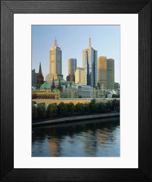 Framed Print : City skyline from Southgate, Melbourne, Victoria, Australia Framed Print : City skyline from Southgate, Melbourne, Victoria, Australia