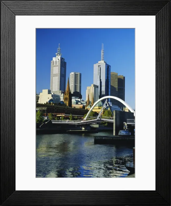 Framed Print : The city skyline and Yarra River from Southgate, Melbourne, Victoria, Australia Framed Print : The city skyline and Yarra River from Southgate, Melbourne, Victoria, Australia