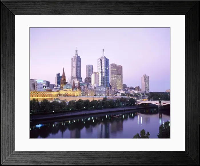 Framed Print : The city skyline from Southgate, Melbourne, Victoria, Australia Framed Print : The city skyline from Southgate, Melbourne, Victoria, Australia
