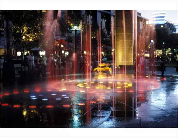 Illuminated water fountain, South Bank, Melbourne, Victoria, Australia, Pacific