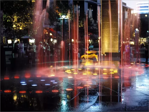Illuminated water fountain, South Bank, Melbourne, Victoria, Australia, Pacific