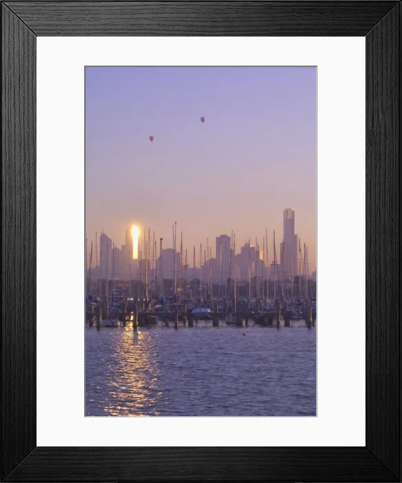 Framed Print : St. Kilda Harbour and Melbourne skyline, Melbourne, Victoria, Australia, Pacific Framed Print : St. Kilda Harbour and Melbourne skyline, Melbourne, Victoria, Australia, Pacific