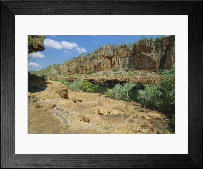 Framed Print : Western end of Katherine Gorge where Katherine River cuts through sandstone plateau at The Top End, Nitmiluk National Park, Northern Framed Print : Western end of Katherine Gorge where Katherine River cuts through sandstone plateau at The Top End, Nitmiluk National Park, Northern