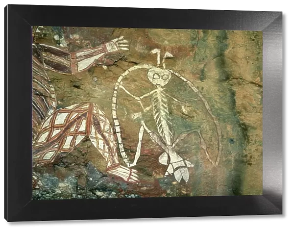 Namarrgon, the Lightning Man, one of the supernatural ancestors depicted at the aboriginal rock art site at Nourlangie Rock, Kakadu National Park, UNESCO World Heritage Site, Northern Territory