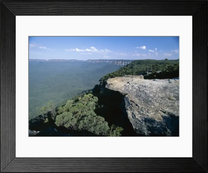 Framed Print : Eucalyptus oil haze causes the blueness in the view from the limestone pavement across the Jamison Valley in the Blue Mountains National Park, UNESCO World Heritage Site, near Katoomba, New South Wales (N. S. W. ) Framed Print : Eucalyptus oil haze causes the blueness in the view from the limestone pavement across the Jamison Valley in the Blue Mountains National Park, UNESCO World Heritage Site, near Katoomba, New South Wales (N. S. W. )