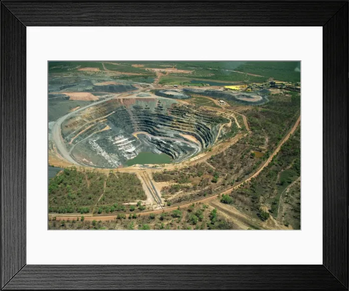 Framed Print : Aerial of Ranger Uranium mine in Kakadu National Park from which a share of the profits go to aboriginal landowners in the Northern Territory of Framed Print : Aerial of Ranger Uranium mine in Kakadu National Park from which a share of the profits go to aboriginal landowners in the Northern Territory of