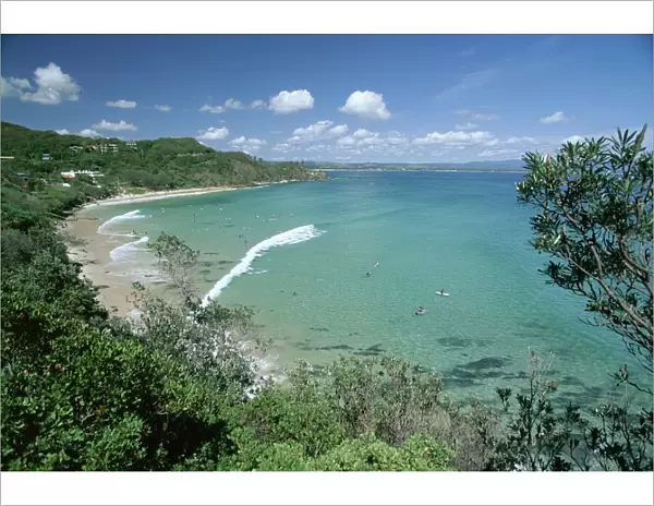 Wategos Beach, a popular surf break between Byron Bay and Cape Byron in the far north of the state, New South Wales (N. S. W. )