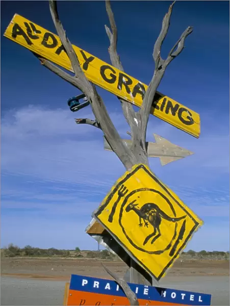 Restaurant sign for feral food, Outback, South Australia, Australia, Pacific