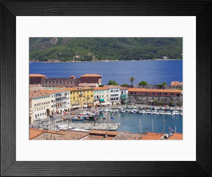 Framed Print : Old town and harbour, Portoferraio, Island of Elba, Livorno Province, Tuscany, Italy