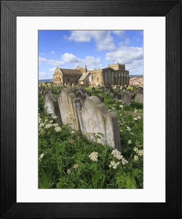 Framed Print : St. Marys Church, gravestones in churchyard surrounded by cow parsely flowers in spring Framed Print : St. Marys Church, gravestones in churchyard surrounded by cow parsely flowers in spring