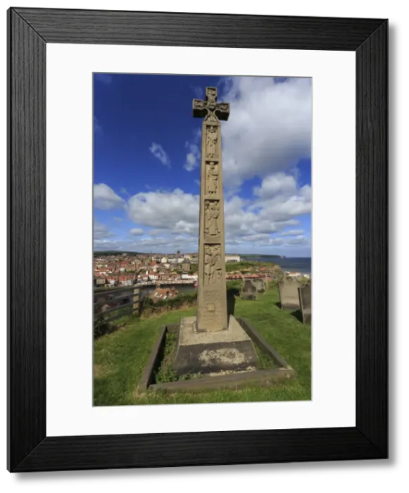 Framed Print : Caedmons Cross in the Celtic style, St. Marys Churchyard, Whitby, North Yorkshire Framed Print : Caedmons Cross in the Celtic style, St. Marys Churchyard, Whitby, North Yorkshire