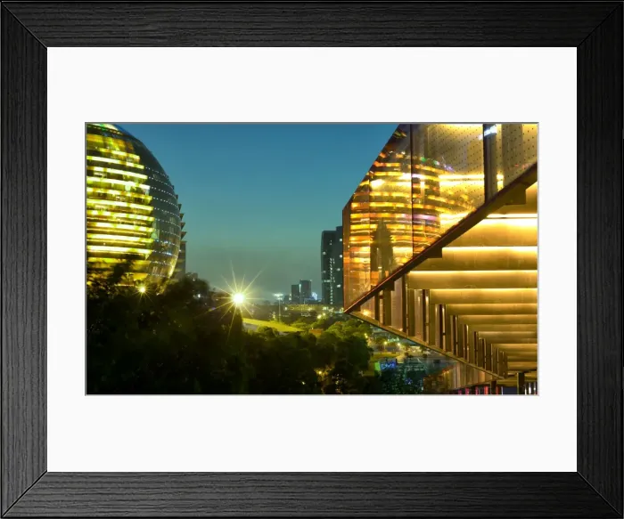 Framed Print : Night capture of ultra modern architecture in Jianggan, a new business district of Hangzhou Framed Print : Night capture of ultra modern architecture in Jianggan, a new business district of Hangzhou