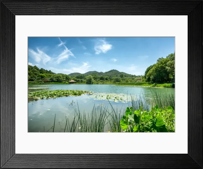 Framed Print : West Lake landscape with green hills, lake and blue sky, Hangzhou, Zhejiang, China, Asia Framed Print : West Lake landscape with green hills, lake and blue sky, Hangzhou, Zhejiang, China, Asia