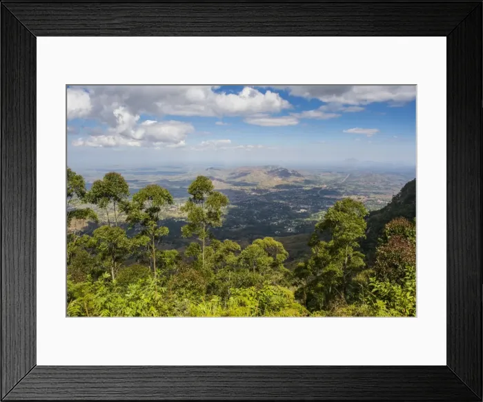 Framed Print : View over Zomba and the highlands from the Zomba Plateau, Malawi, Africa Framed Print : View over Zomba and the highlands from the Zomba Plateau, Malawi, Africa