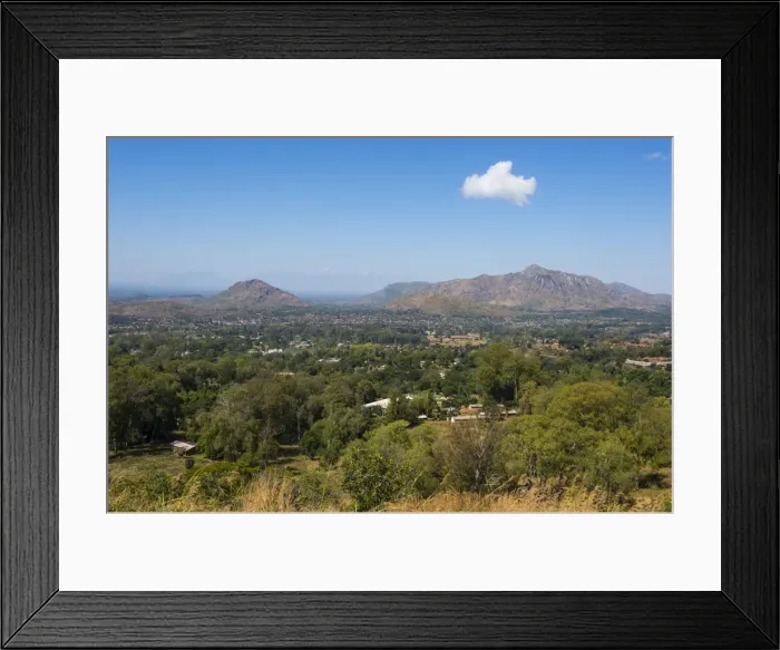 Framed Print : View over Zomba from the Zomba Plateau, Malawi, Africa