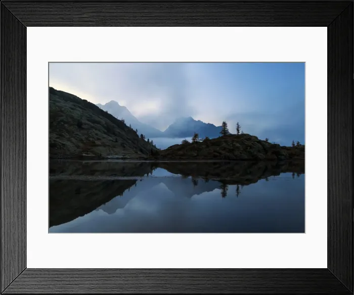Framed Print : The dusk on Lake Vallette, Natural Park of Mont Avic, Valle d Aosta, Graian Alps Framed Print : The dusk on Lake Vallette, Natural Park of Mont Avic, Valle d Aosta, Graian Alps