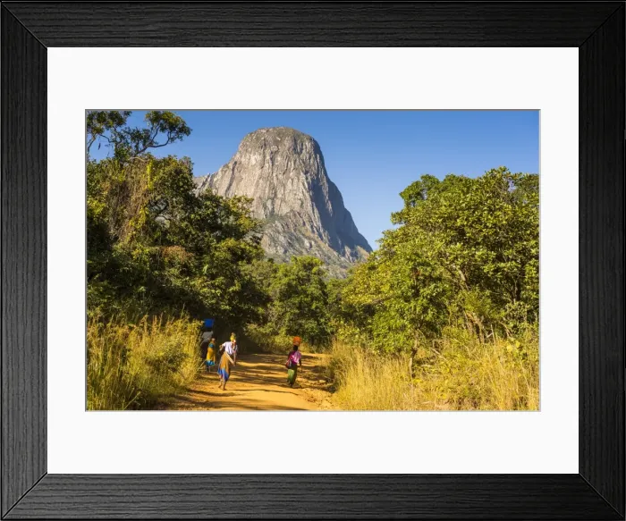 Framed Print : Dusty track laeding to the granite peaks of Mount Mulanje, Malawi, Africa Framed Print : Dusty track laeding to the granite peaks of Mount Mulanje, Malawi, Africa