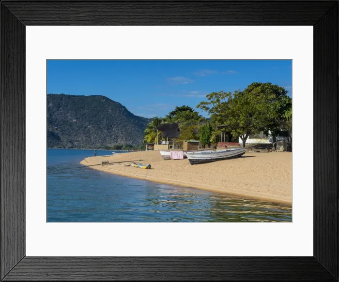 Framed Print : Sandy beach at Cape Maclear, Lake Malawi, Malawi, Africa Framed Print : Sandy beach at Cape Maclear, Lake Malawi, Malawi, Africa