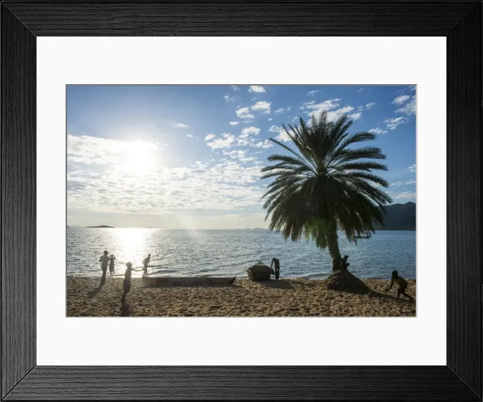 Framed Print : Backlight of Cape Malcear, Lake Malawi, Malawi, Africa