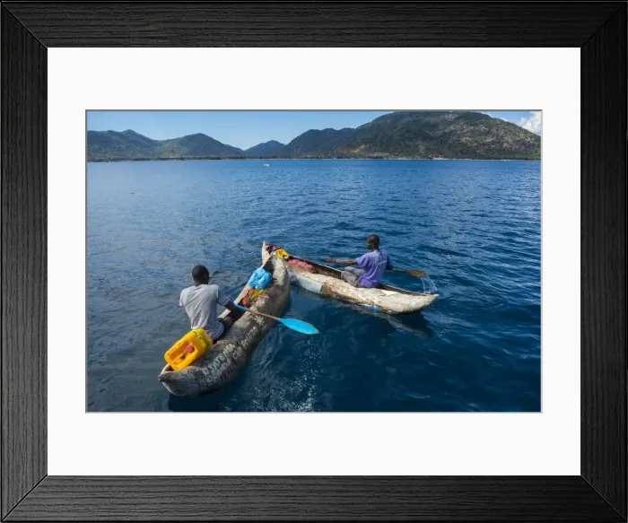 Framed Print : Fishermen on their canoes going fishing, Cape Malcear, Lake Malawi, Malawi, Africa Framed Print : Fishermen on their canoes going fishing, Cape Malcear, Lake Malawi, Malawi, Africa