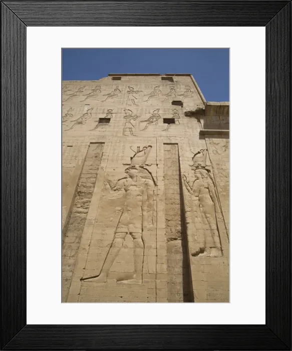 Framed Print : Relief depicting Horus on left, Pylon, Temple of Horus, Edfu, Egypt, North Africa, Africa Framed Print : Relief depicting Horus on left, Pylon, Temple of Horus, Edfu, Egypt, North Africa, Africa