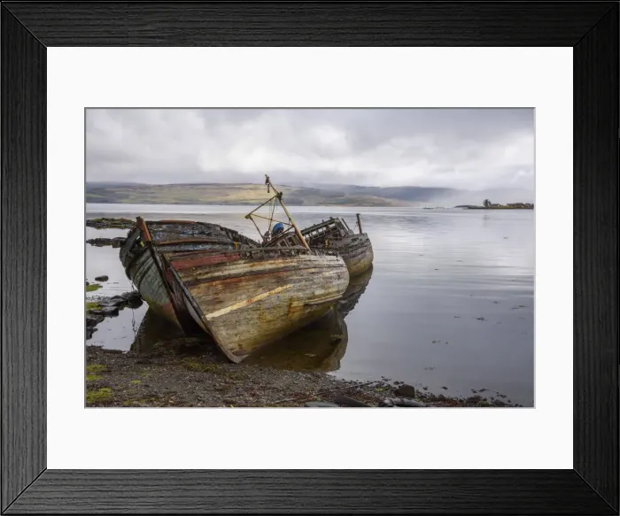 Framed Print : Wrecks of fishing boats, near Salen, Isle of Mull, Inner Hebrides, Argyll and Bute Framed Print : Wrecks of fishing boats, near Salen, Isle of Mull, Inner Hebrides, Argyll and Bute
