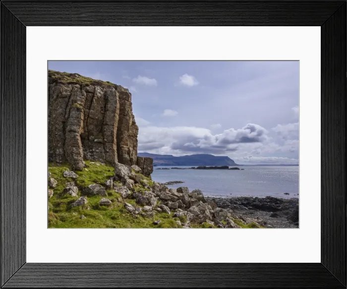Framed Print : Basalt columns, rock formation, cliffs on Isle of Ulva, Inner Hebrides, Argyll and Bute Framed Print : Basalt columns, rock formation, cliffs on Isle of Ulva, Inner Hebrides, Argyll and Bute