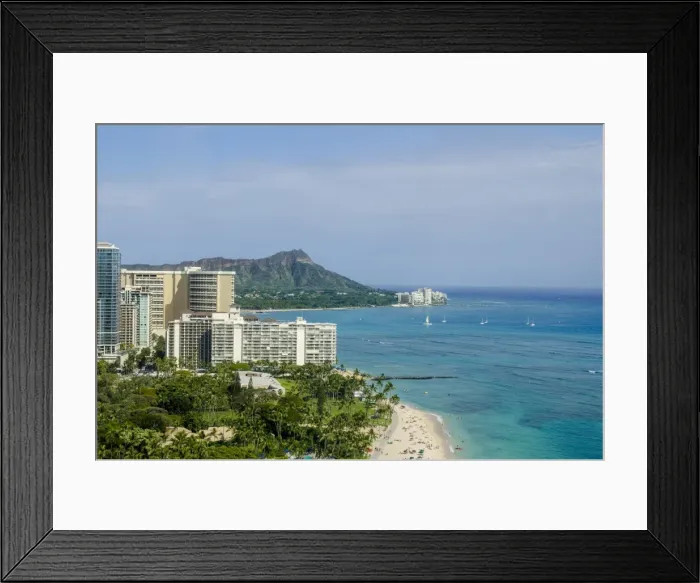 Framed Print : Waikiki Beach and Diamond Head, Waikiki, Honolulu, Oahu, Hawaii, United States of America Framed Print : Waikiki Beach and Diamond Head, Waikiki, Honolulu, Oahu, Hawaii, United States of America