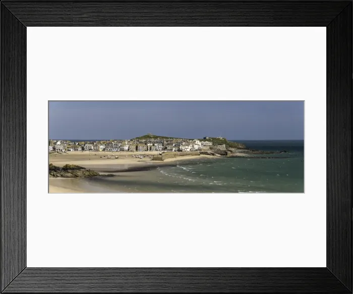 Framed Print : Panoramic picture of the popular seaside resort of St. Ives, Cornwall, England, United Kingdom Framed Print : Panoramic picture of the popular seaside resort of St. Ives, Cornwall, England, United Kingdom
