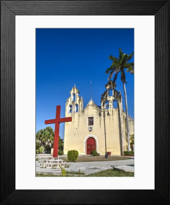 Framed Print : Church and Convent of Hopelchen, built during late 16th century, Hopelchen, Campeche