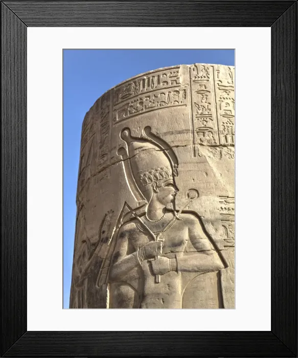 Framed Print : Bas-relief on pillar, Forecourt, Temple of Haroeris and Sobek, Kom Ombo, Egypt, North Africa Framed Print : Bas-relief on pillar, Forecourt, Temple of Haroeris and Sobek, Kom Ombo, Egypt, North Africa