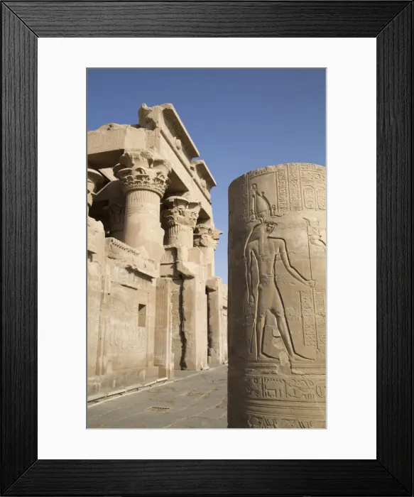 Framed Print : Pillar with bas-relief, Forecourt, Temple of Haroeris and Sobek, Kom Ombo, Egypt Framed Print : Pillar with bas-relief, Forecourt, Temple of Haroeris and Sobek, Kom Ombo, Egypt