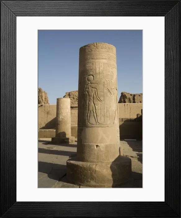 Framed Print : Pillars with bas-relief of the God Sobek, Forecourt, Temple of Haroeris and Sobek Framed Print : Pillars with bas-relief of the God Sobek, Forecourt, Temple of Haroeris and Sobek