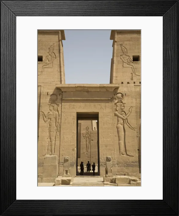 Framed Print : Reliefs depicting the Goddess Hathor, Second Pylon, Temple of Isis, Island of Philae Framed Print : Reliefs depicting the Goddess Hathor, Second Pylon, Temple of Isis, Island of Philae