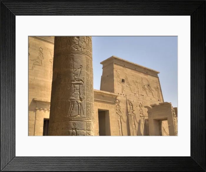 Framed Print : Decorative relief on column, from outside the Birth House, Temple of Isis, Island of Philae Framed Print : Decorative relief on column, from outside the Birth House, Temple of Isis, Island of Philae