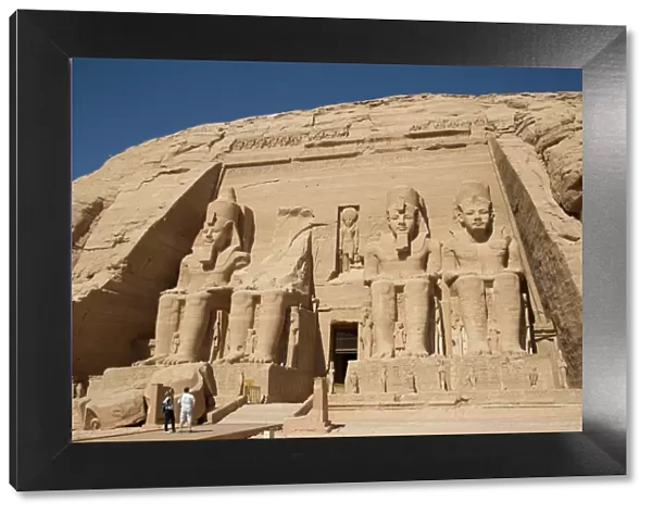 Tourists enjoying the site, Colossi of Ramses II, Sun Temple, Abu Simbel, UNESCO